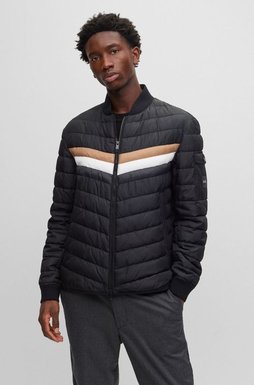 Jaqueta Acolchoada Impermeável Com Listra Exclusiva