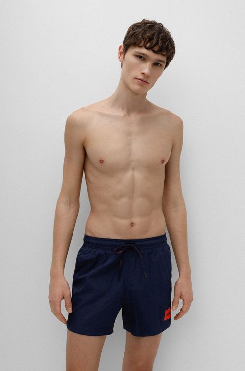 Shorts De Praia De Secagem Rápida Com Etiqueta Vermelha Do Logotipo