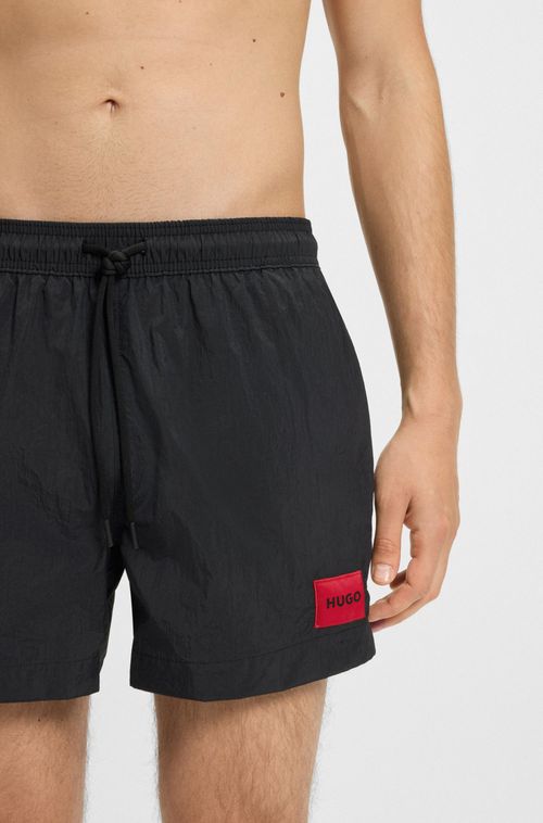 Shorts De Praia De Secagem Rápida Em Material Reciclado Com Logo Preto