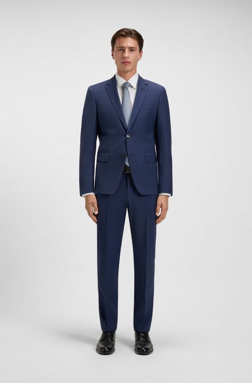 Calça Slim Fit Em Mistura De Lã Virgem