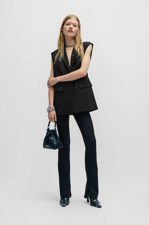 Colete Longo Regular Fit Com Forro Estampado Com Logo