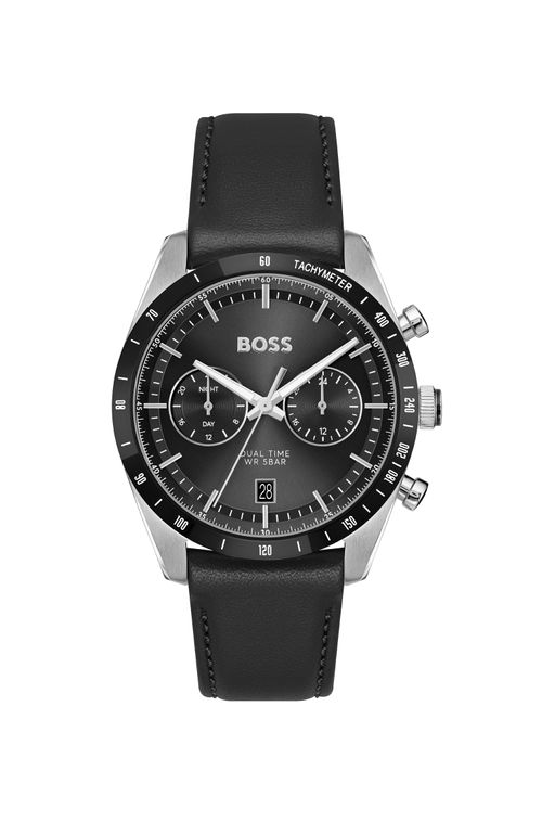 Relógio BOSS Com Pulseira em Couro e Caixa em Metal