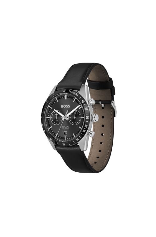 Relógio BOSS Com Pulseira em Couro e Caixa em Metal
