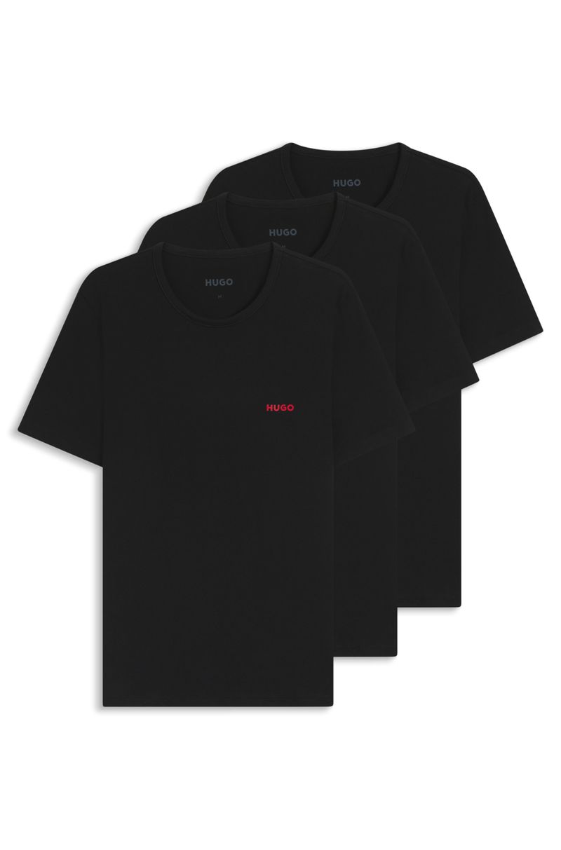 Pack De Três Camisetas Em Algodão Com Logo Estampado