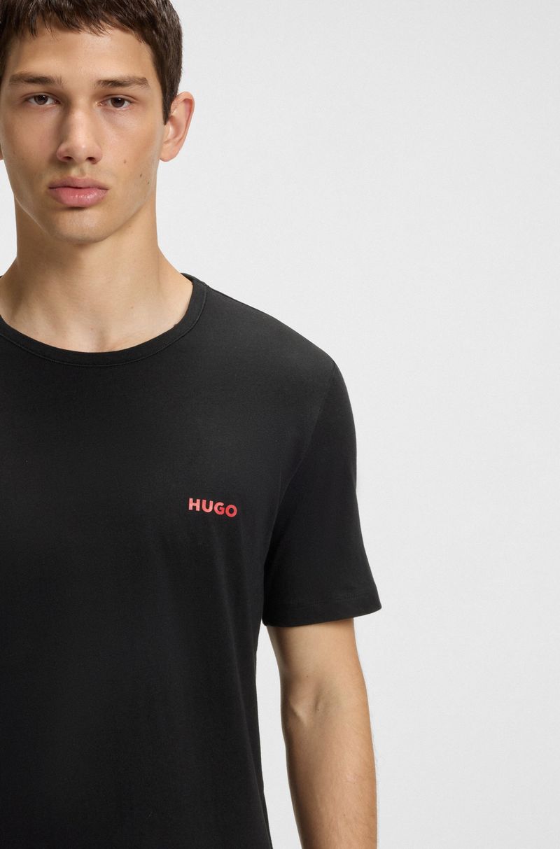 Pack De Três Camisetas Em Algodão Com Logo Estampado