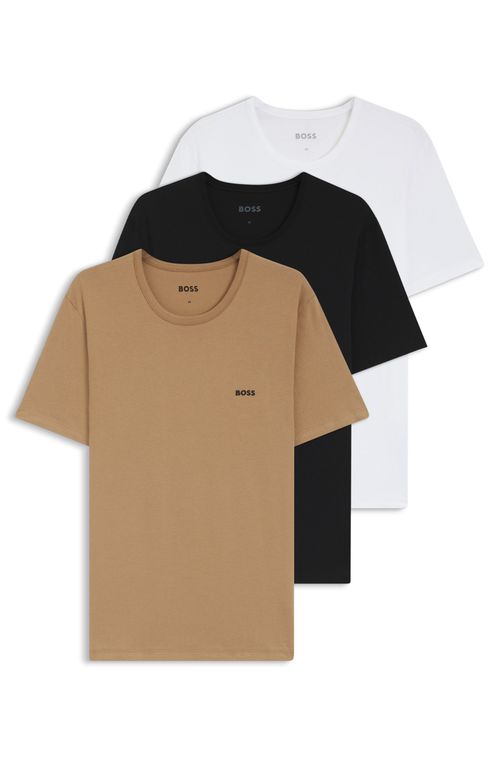 Pack De Três Camisetas De Algodão Com Logo Bordado