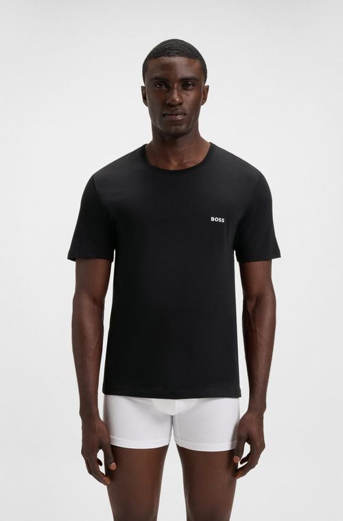 Pack De Três Camisetas De Algodão Com Logo Bordado