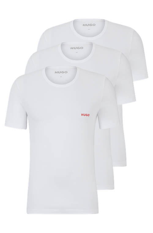 Pacote com três camisetas de underwear em algodão com logos