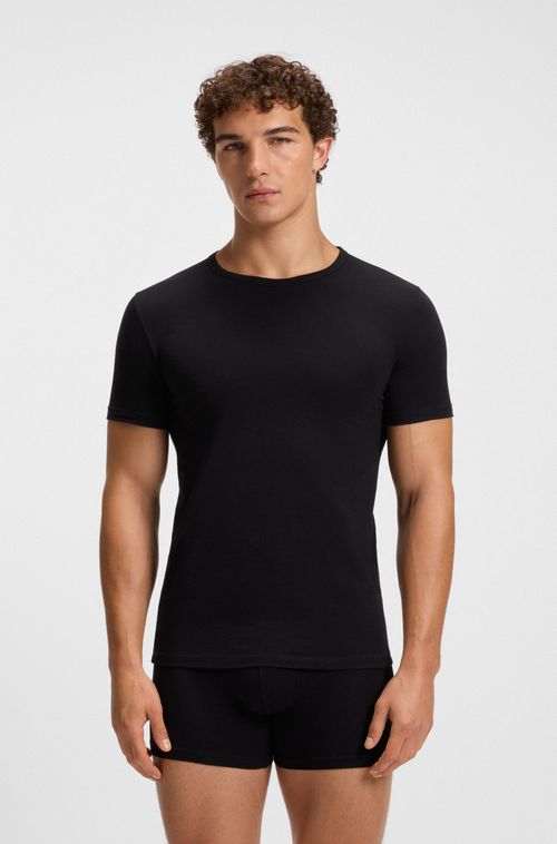 Conjunto De Duas Camisetas Em Algodão Stretch Com Logotipo