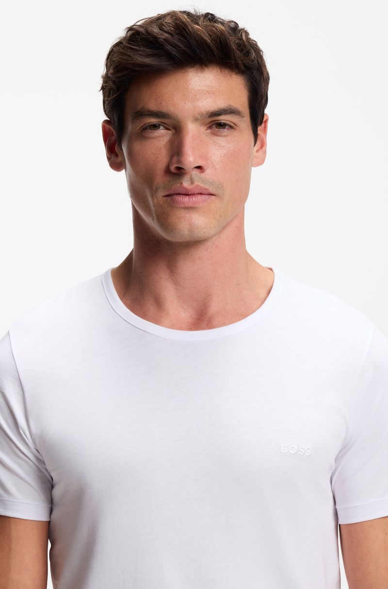 Conjunto De Três Camisetas Com Logo Bordado Em Algodão