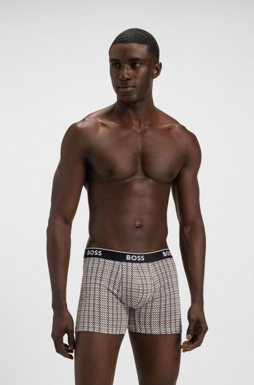 Pack De Três Cuecas De Algodão Elástico Com Logo Na Cintura