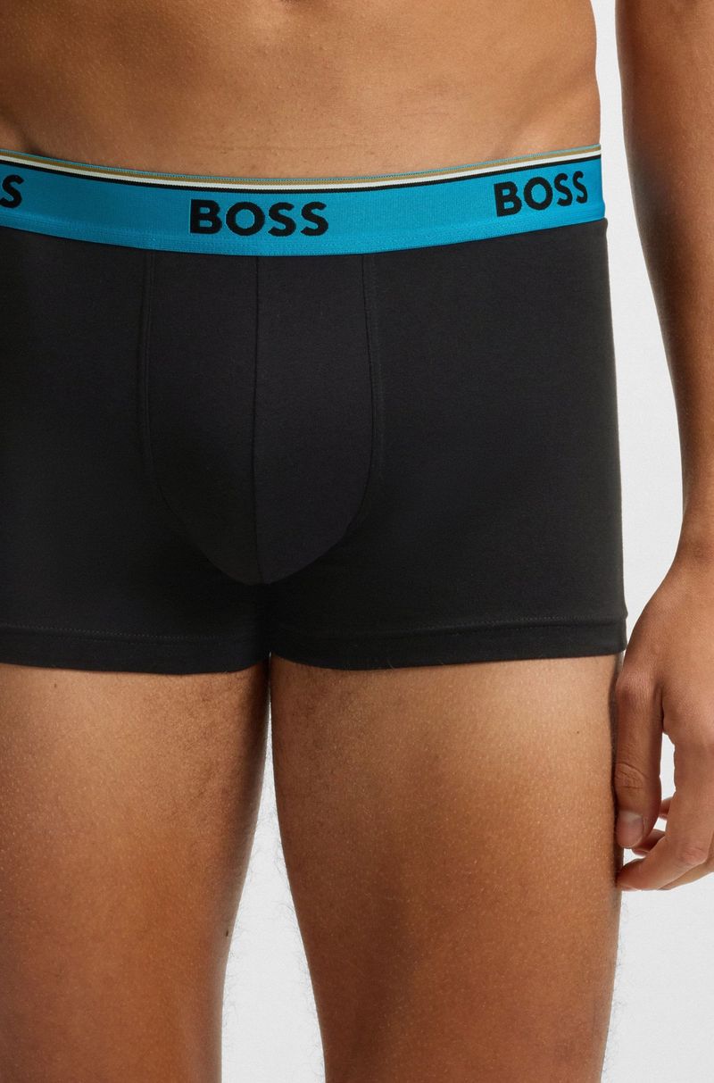 Pack De Três Cuecas De Algodão Elástico Com Logo Na Cintura