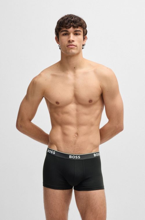 Pack de três cuecas de algodão elástico com logo na cintura