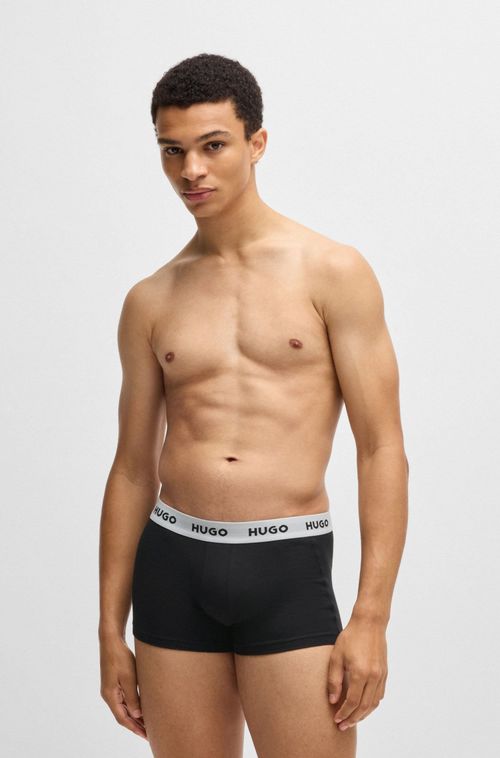 Pack De Três Cuecas Em Algodão Elástico Com Logo No Cós