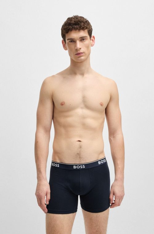 Pack De Três Cuecas Compridos Em Algodão Elástico Com Logo