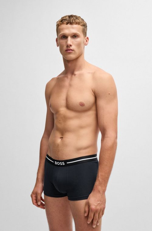 Conjunto De Três Cuecas Em Algodão Elástico Com Cós De Logo