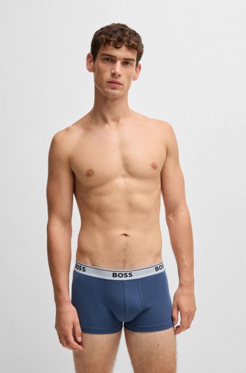 Três Cuecas De Algodão Elástico Com Logo Na Cintura