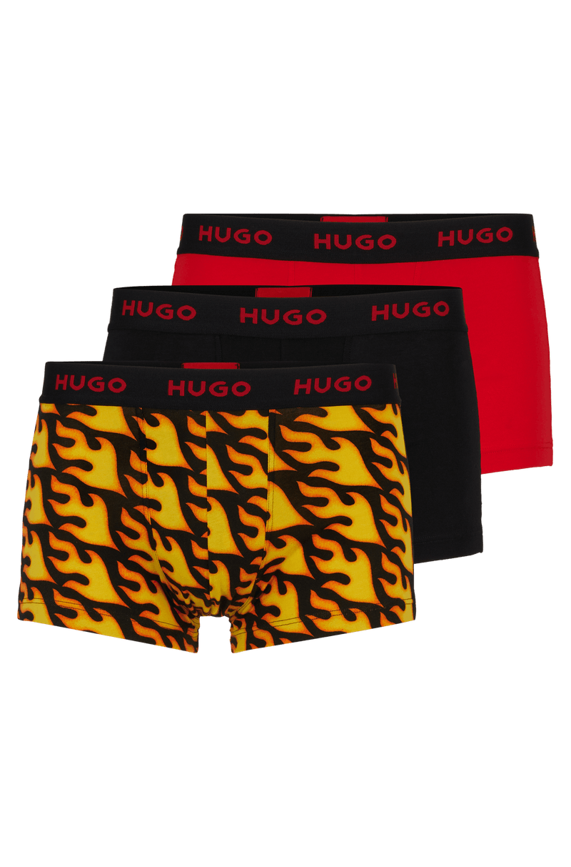 Pack Triplo De Cuecas De Algodão Ajustável Ao Corpo Com Cós De Logo