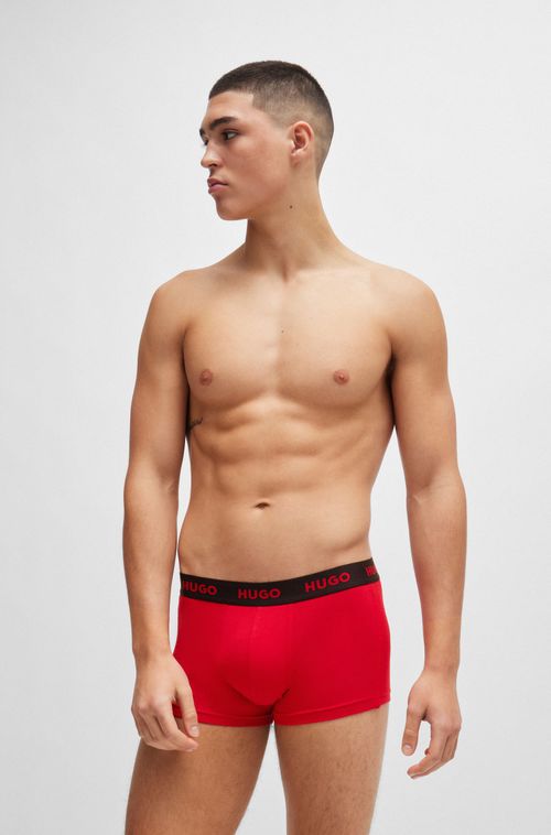 Pack Triplo De Cuecas De Algodão Ajustável Ao Corpo Com Cós De Logo