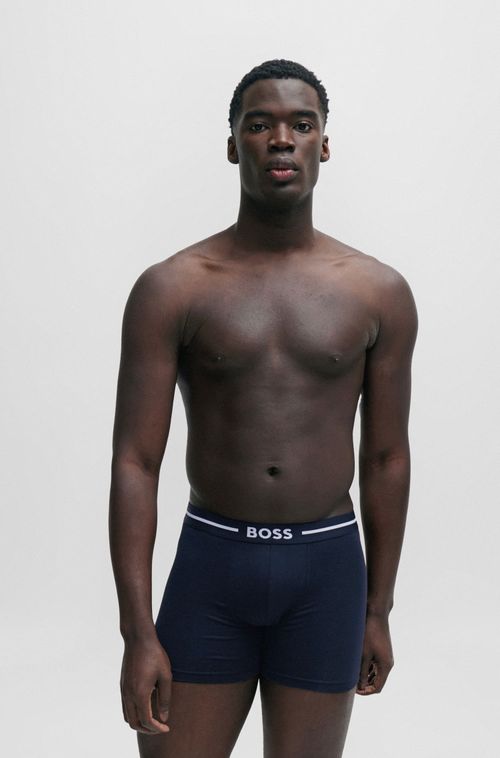 Pack Com Três Cuecas De Algodão Blend Com Cintura De Logo