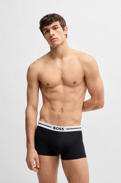 Pack De Três Boxers Em Algodão Elástico Lisos E Com Monograma