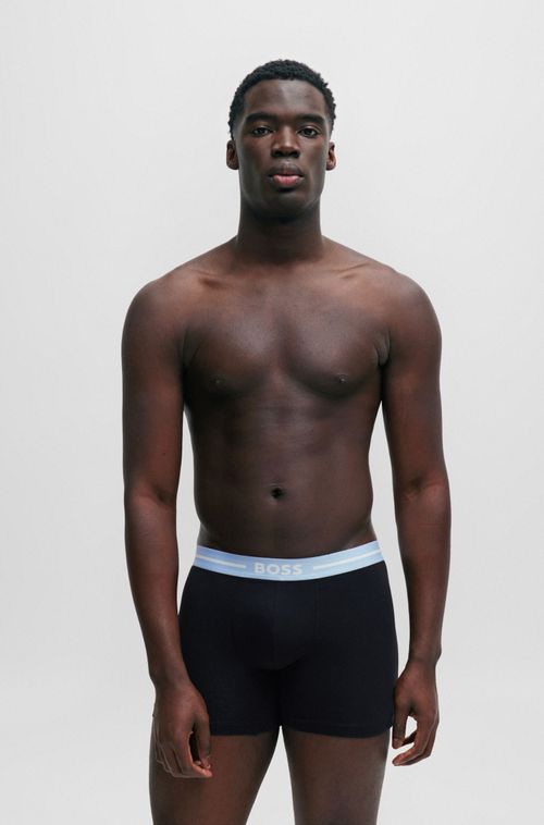 Pack Com Três Cuecas Boxer De Algodão Com Elásticos De Logo