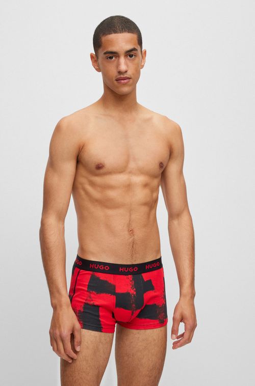 Conjunto Com Três Cuecas Boxer De Algodão Stretch Com Logo Na Cintura