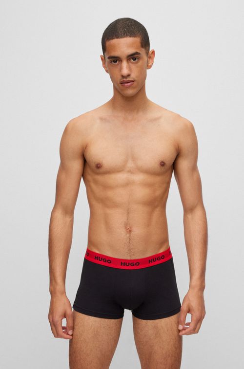 Conjunto Com Três Cuecas Boxer De Algodão Stretch Com Logo Na Cintura Cinza