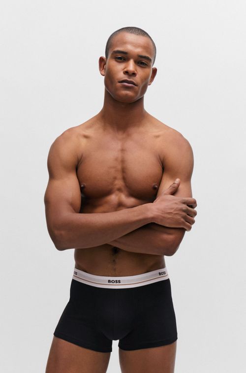 Conjunto De Cinco Boxers Em Algodão Stretch Com Cintura De Logotipo