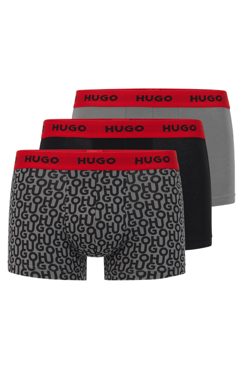 Pacote Com Três Cuecas Boxer De Algodão Stretch Com Elástico De Logo