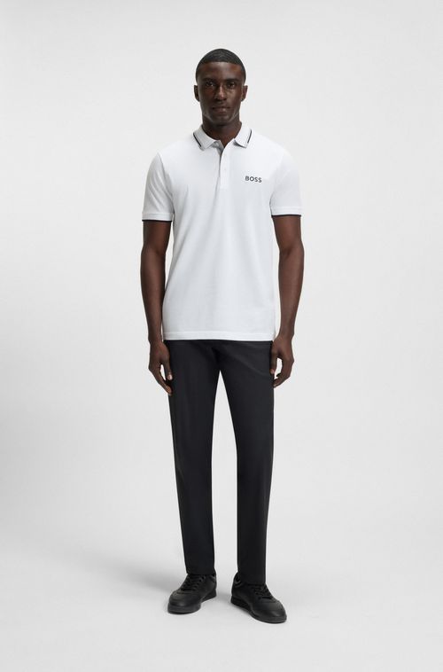 Camisa Polo Em Mistura De Algodão Com Logotipos Contrastantes