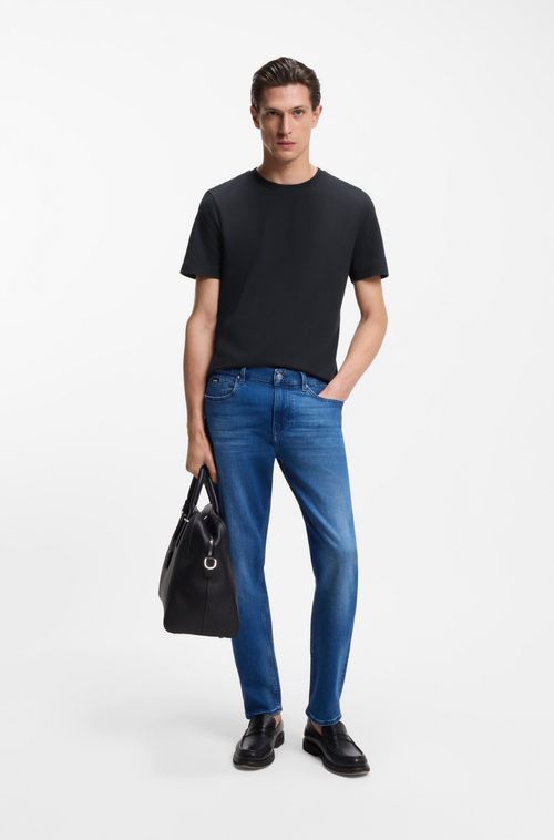 Camiseta Com Mistura De Algodão E Padrão Jacquard De Bolhas