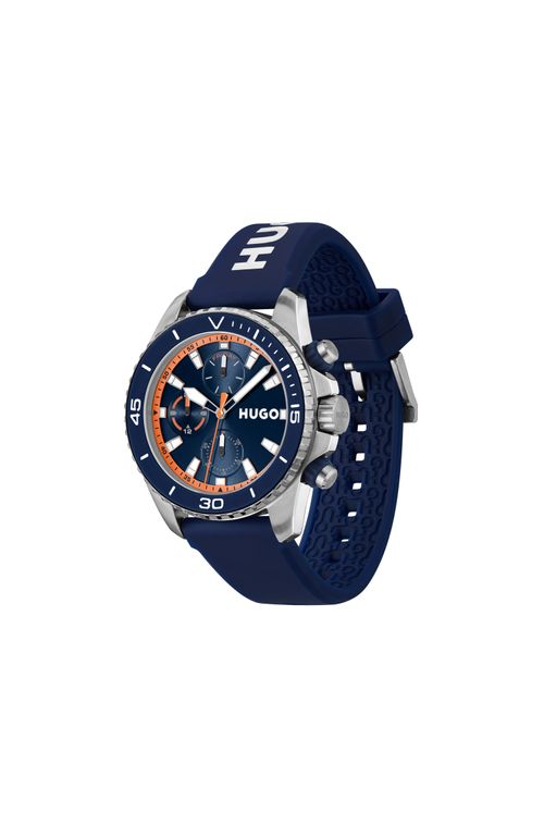 RELOGIO HUGO COM PULSEIRA DE SILICONE E CAIXA DE METAL