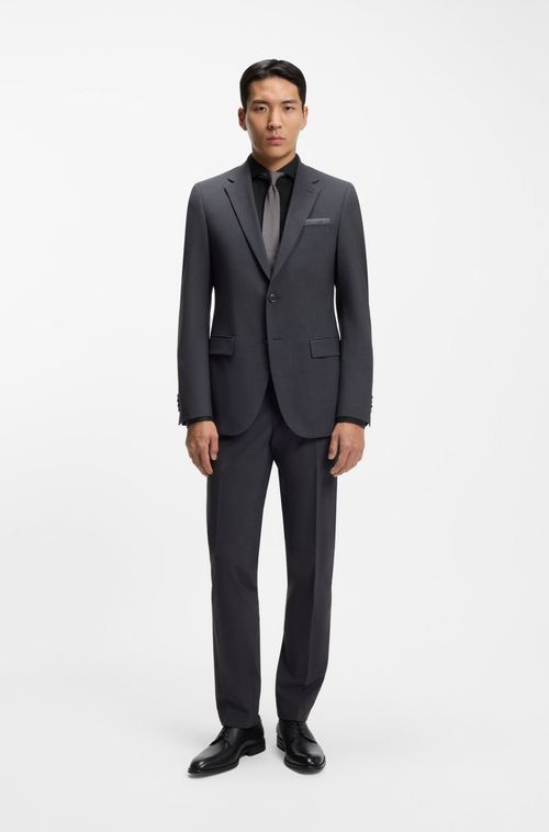 Camisa De Ajuste Slim Em Sarja De Algodão