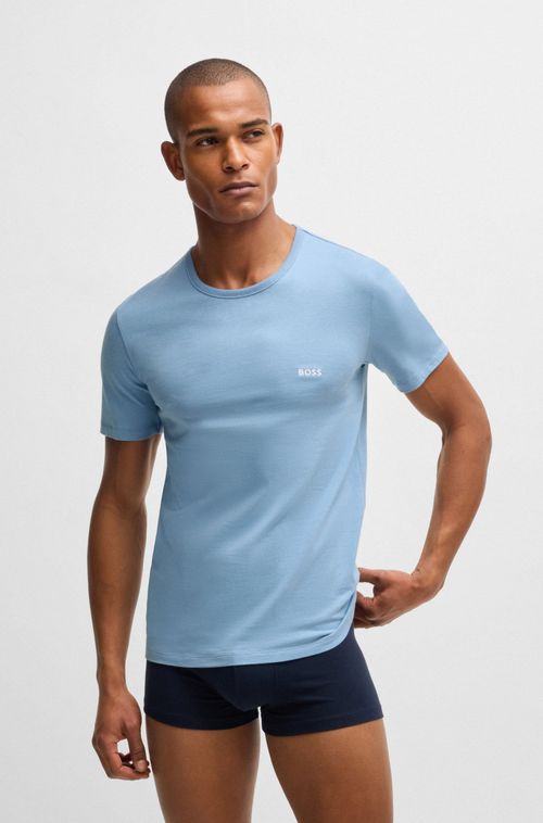 Pack De Três Camisetas Interiores Em Algodão Com Logo Bordado