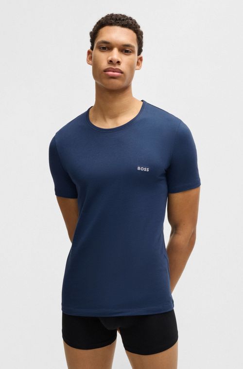 Pack De Três Camisetas Interiores De Algodão Com Logo Bordado