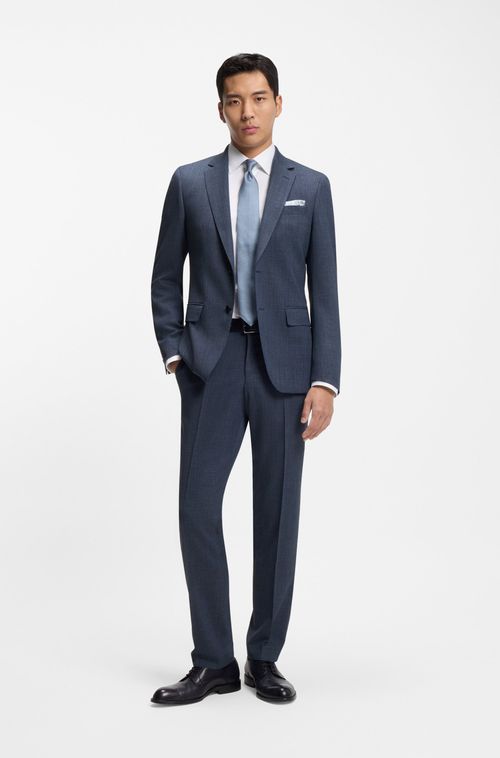 Calças De Ajuste Slim Em Lã Elástica Com Micropadrão