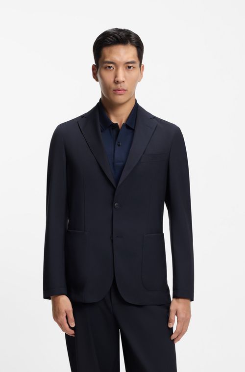 Blazer De Ajuste Slim Numa Mistura De Lã Lavável