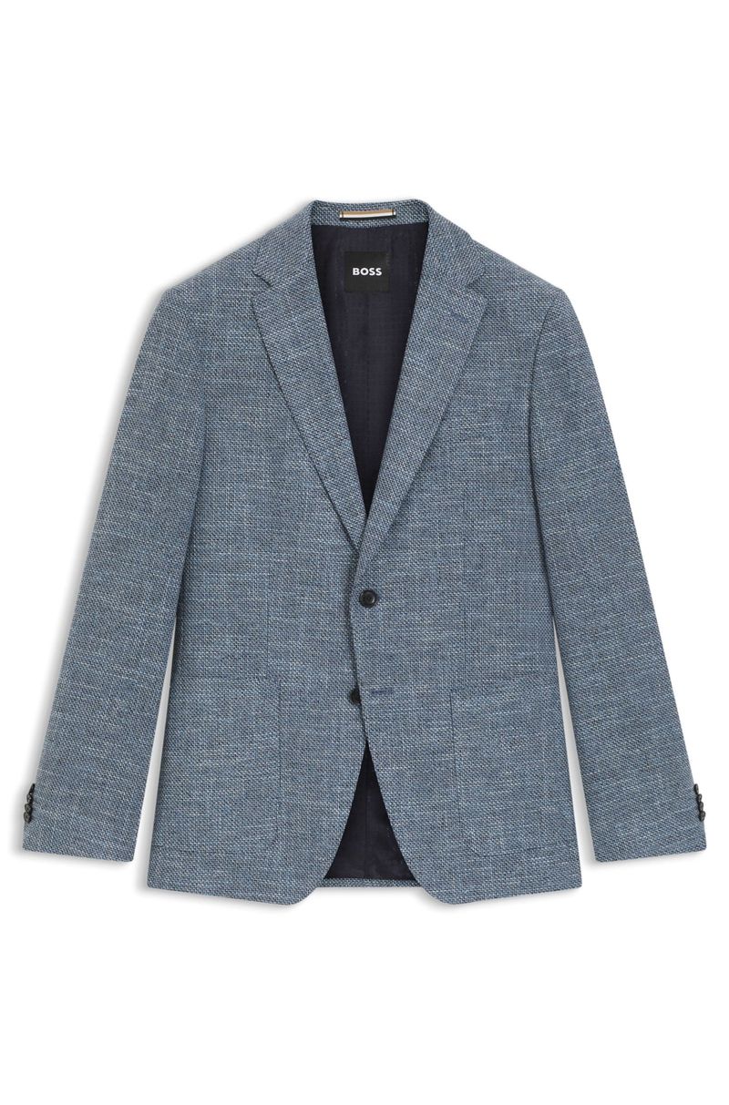 Blazer De Ajuste Regular Em Mistura De Algodão Elástico