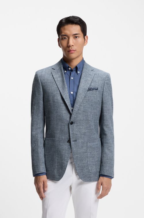 Blazer De Ajuste Regular Em Mistura De Algodão Elástico