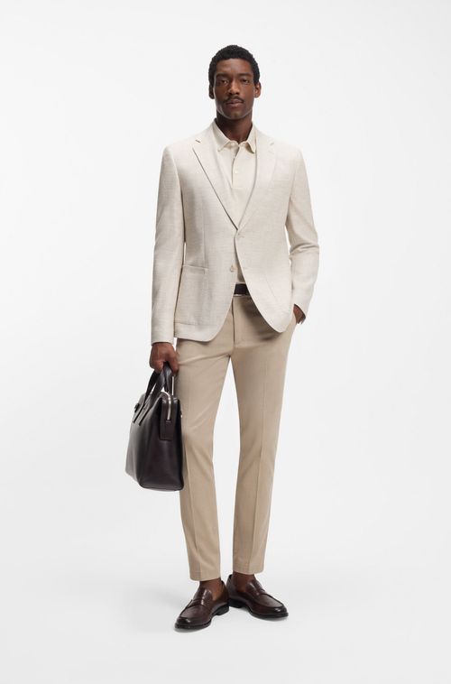 Calça De Ajuste Slim Em Algodão Elástico