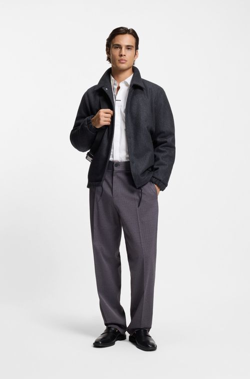 Camisa De Ajuste Moderno Em Algodão Elástico