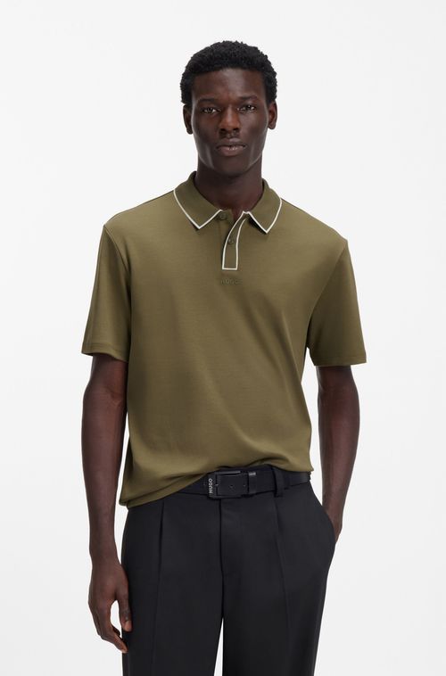 Polo Em Jersey De Algodão Com Acabamentos Contrastante