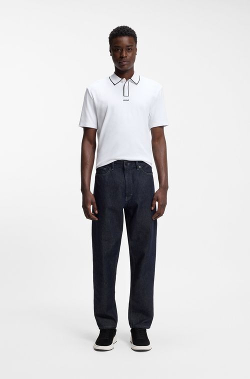 Polo Em Jersey De Algodão Com Acabamentos Contrastante