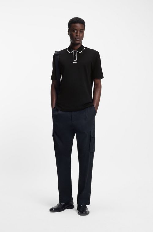 Polo Em Jersey De Algodão Com Acabamentos Contrastante