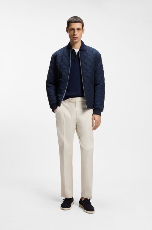 Calças De Ajuste Afunilado Em Tecido Elástico