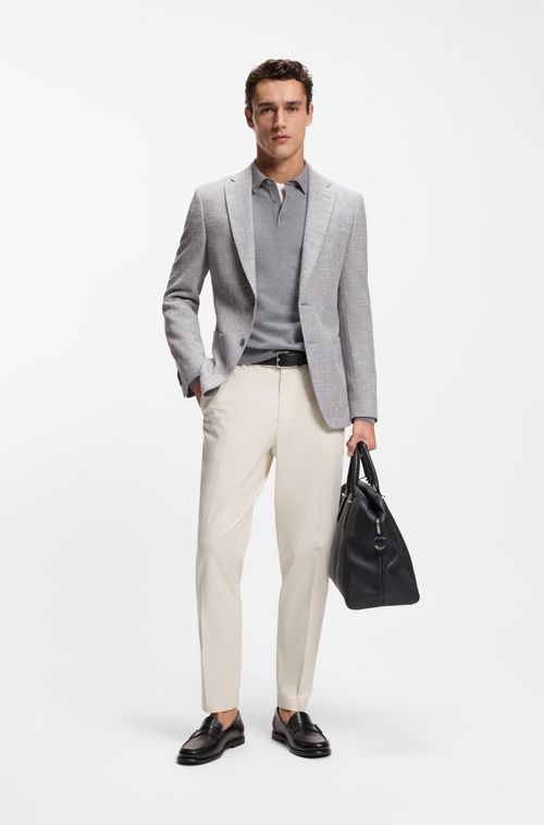 Blazer De Ajuste Regular Em Mistura De Algodão Elástico