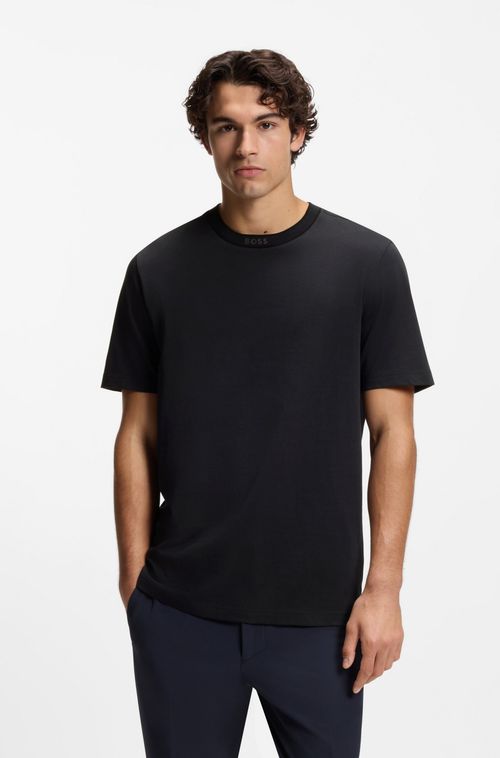 Camiseta Em Jersey De Algodão Com Colarinho De Logo