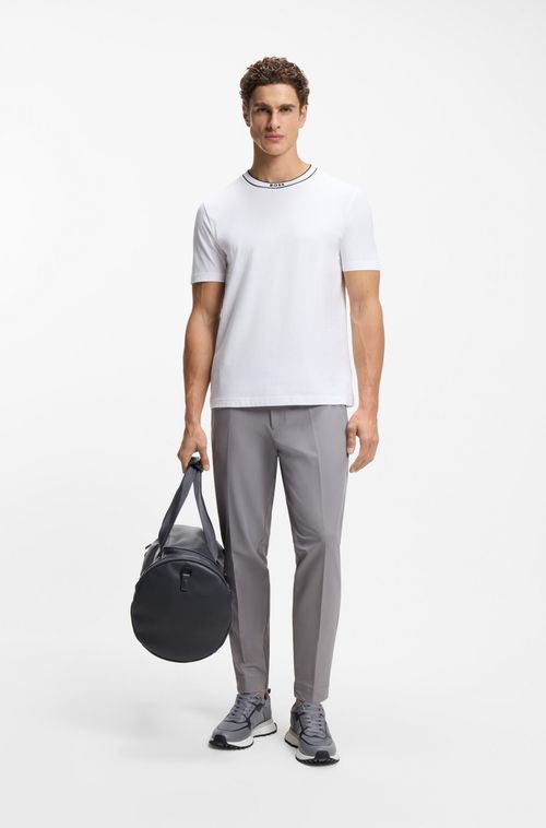 Camiseta Em Jersey De Algodão Com Colarinho De Logo