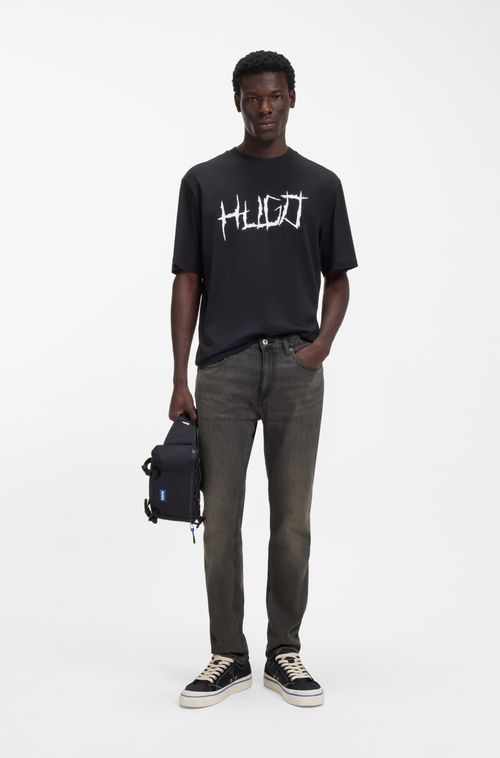 Calças Jeans De Ajuste Slim Em Jeans Elástico